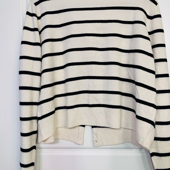 A New Day Black and White Striped Cardigan Sweater - Picture 4 of 4